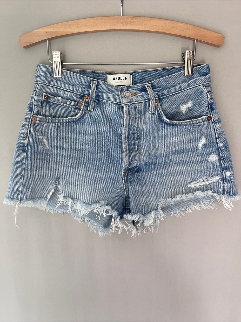 AGOLDE Parker Swapmeet Vintage Cut Off Denim Shorts Distressed Size 25